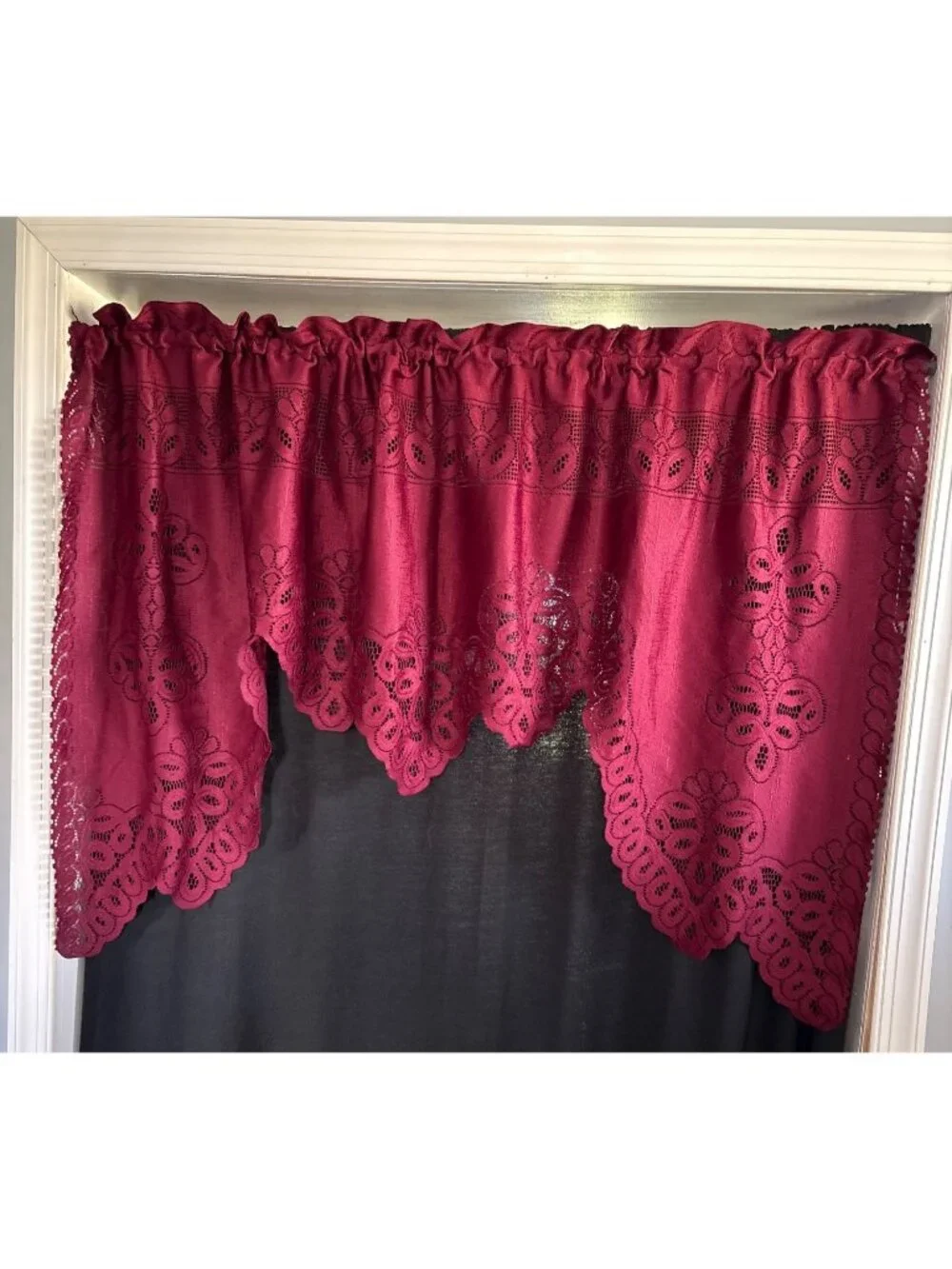 Burgundy Floral Curtain Valance 58